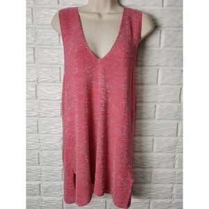 UNITED COLORS OF BENETTON Pink Sparkle Sleeveless Tunic top V Neck Women's Large